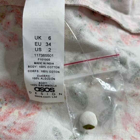 ASOS Babydoll Mini Tea Dress Size 2 Cottagecore Coquette Regency Patchwork Fairy - Picture 8 of 9